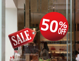 短期間の使用で貼る枚数が多いPOPの例